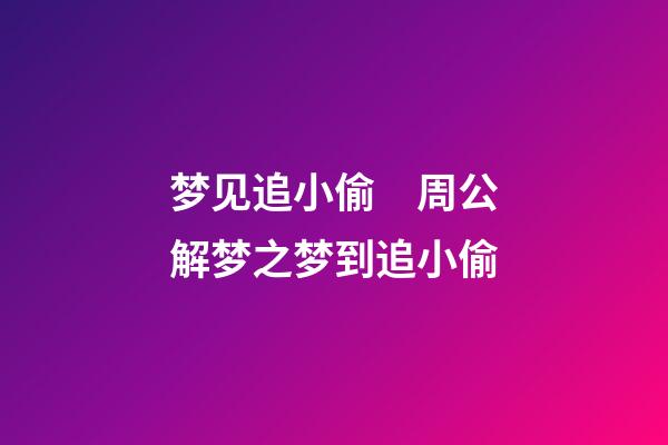 梦见追小偷　周公解梦之梦到追小偷